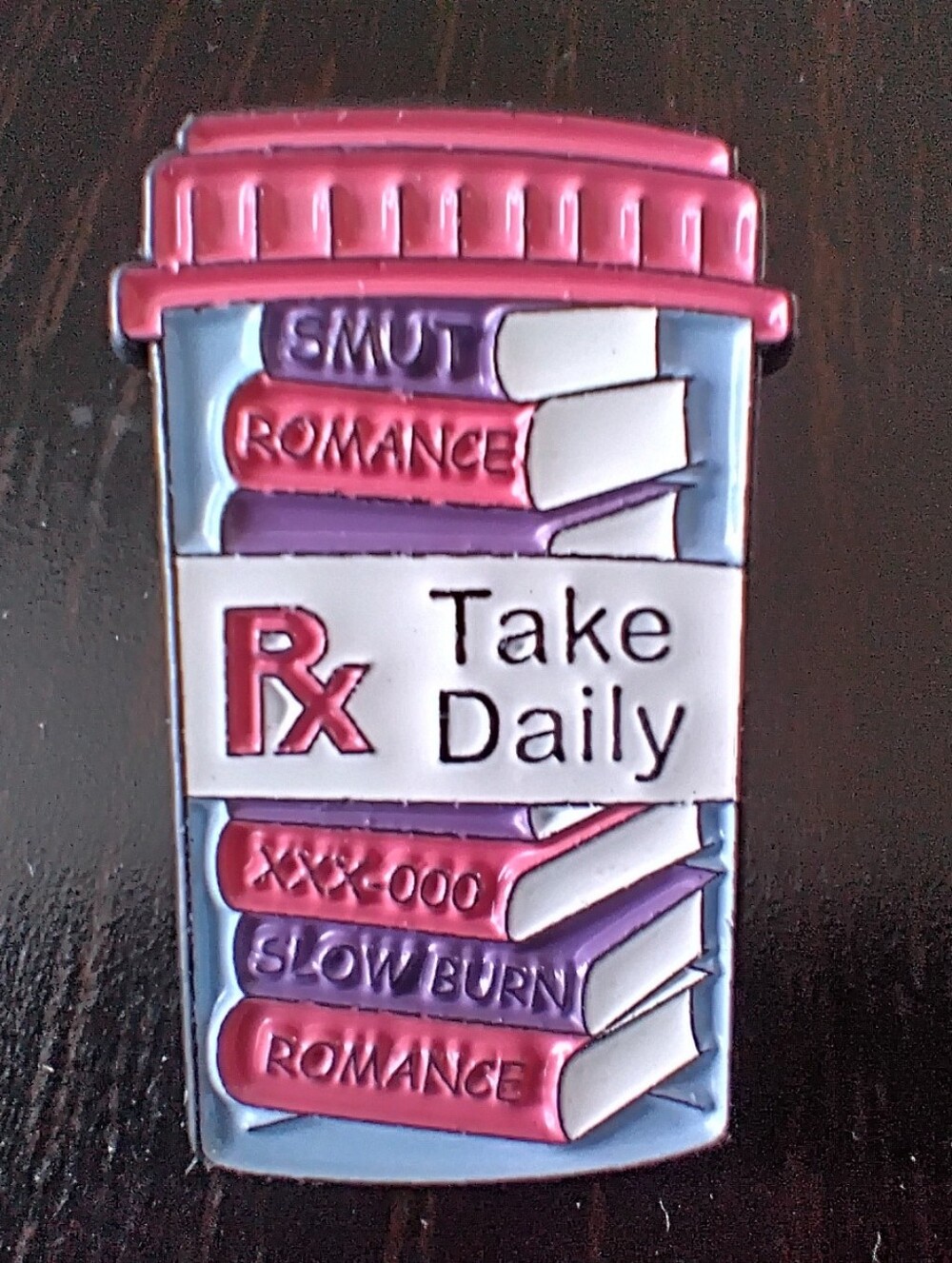 🧁 3/$30 Take Daily Romance Book Rx Enamel Pin NEW